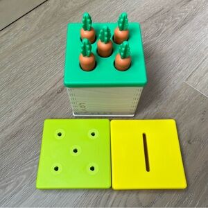 LOVEVERY wooden coin bank set with carrots and trees - includes all pieces!